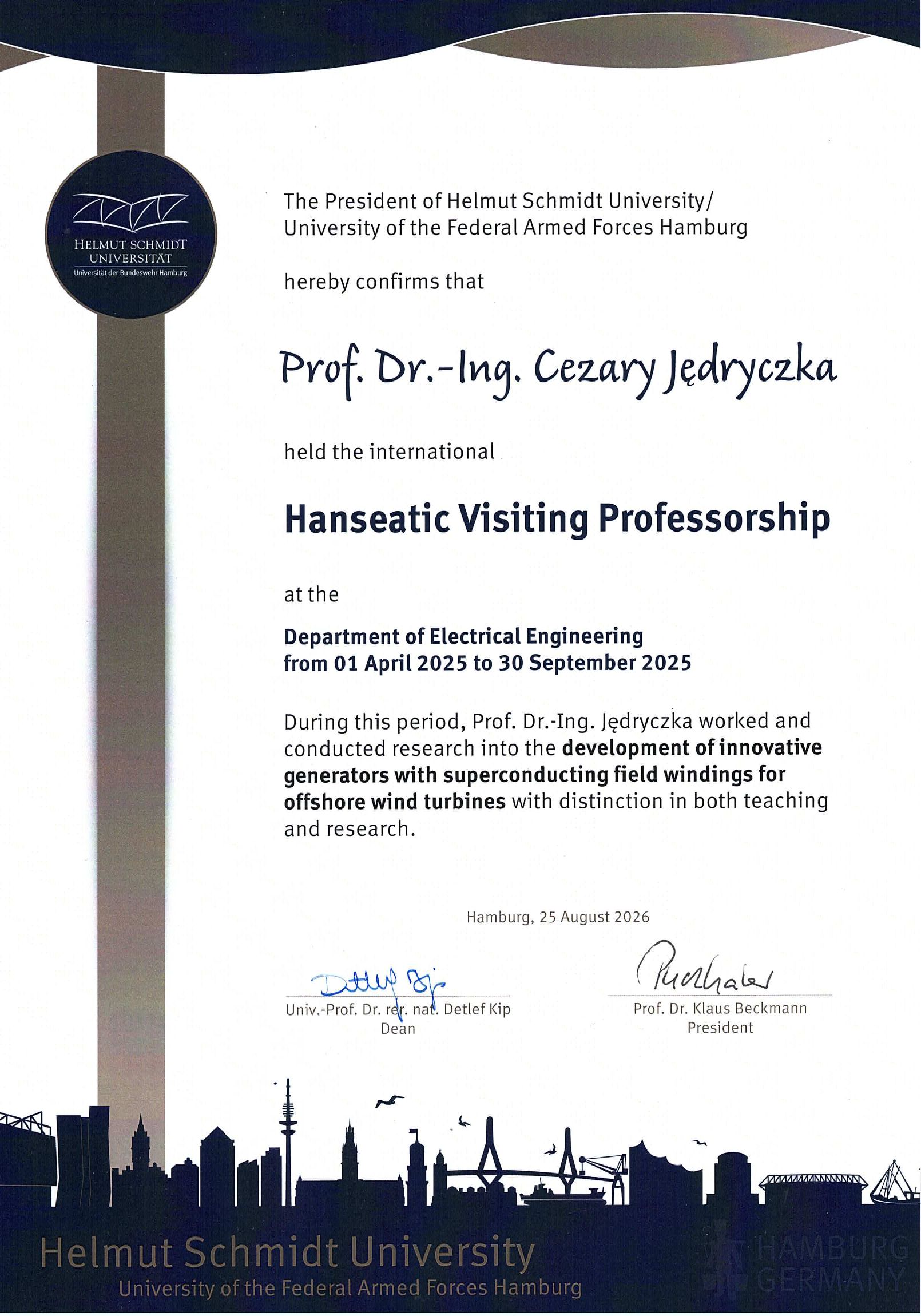 Dr hab. inż. Cezary Jędryczka, prof. PP - dyplom