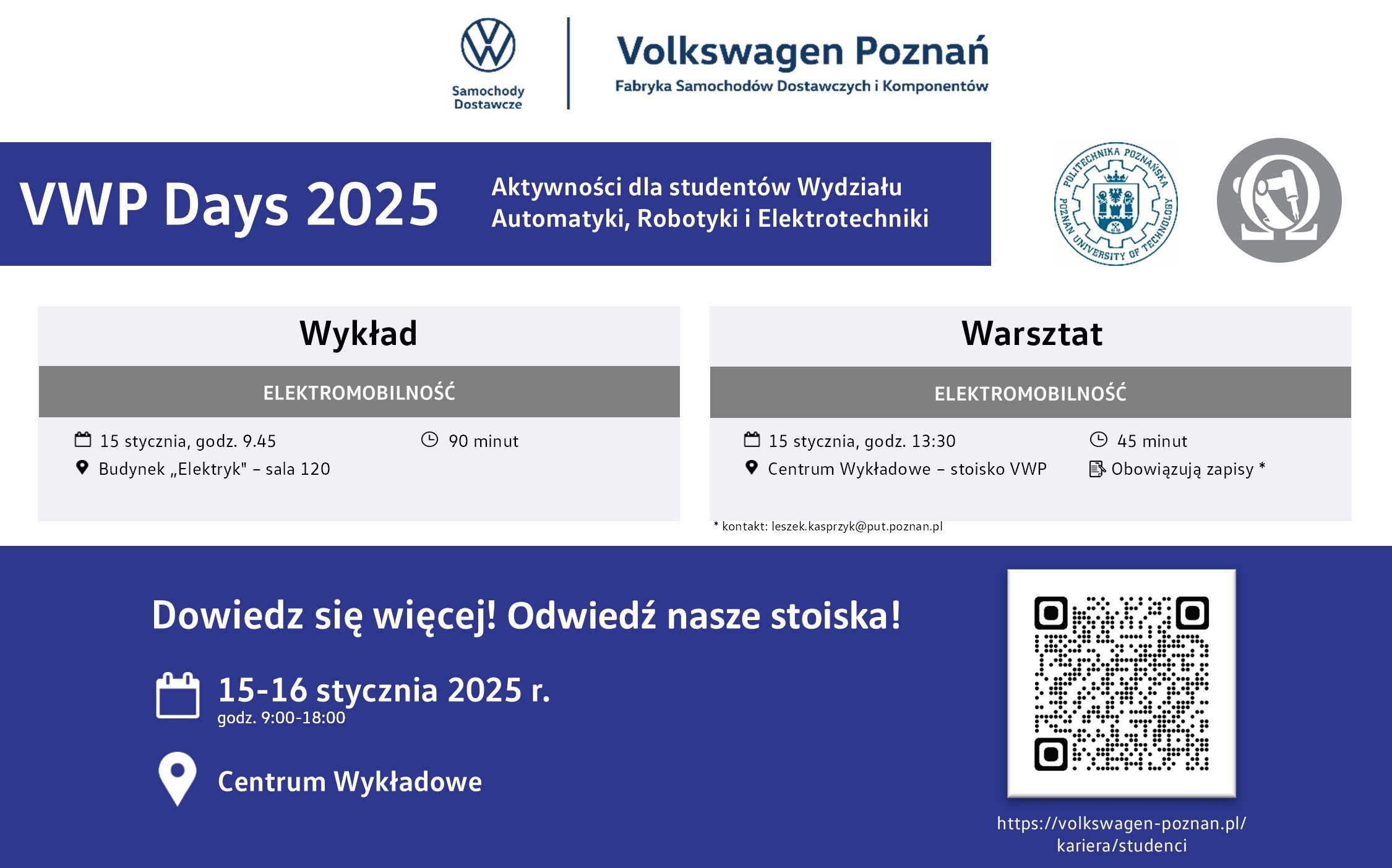 VWP DAYS - informacje o wykładzie i warsztatach