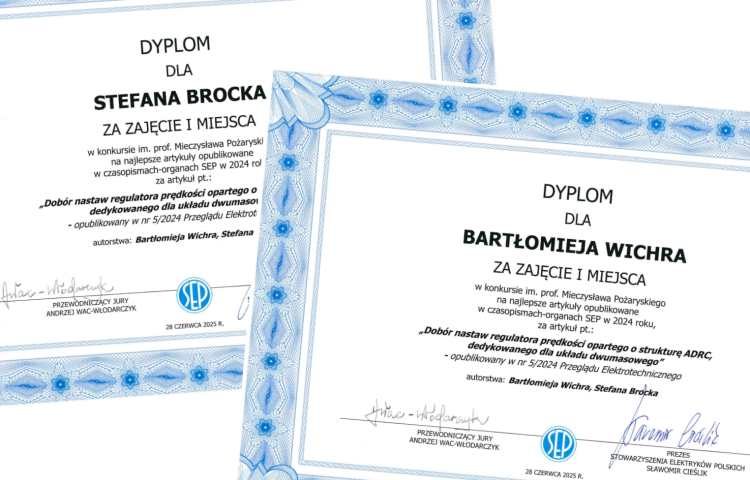 Dyplomy dr hab. inż. Stefana Brocka, prof. PP oraz dr inż. Bartłomieja Wichra
