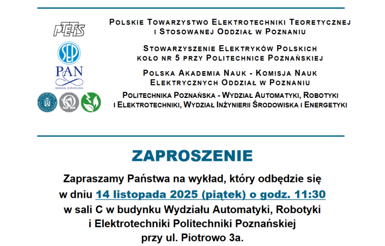 Zaproszenie na wykład - PTETiS