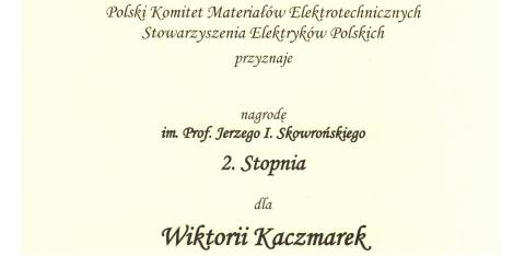 Dyplom Wiktorii Kaczmarek