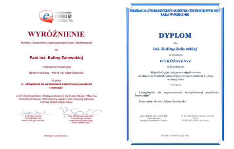 Dyplomy inż Kaliny Zalewskiej